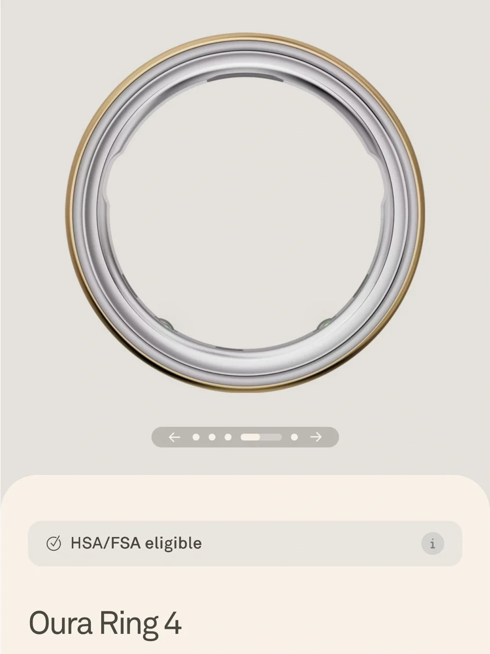 Oura Ring 4 — Gold exterior with Silver inner band size 6